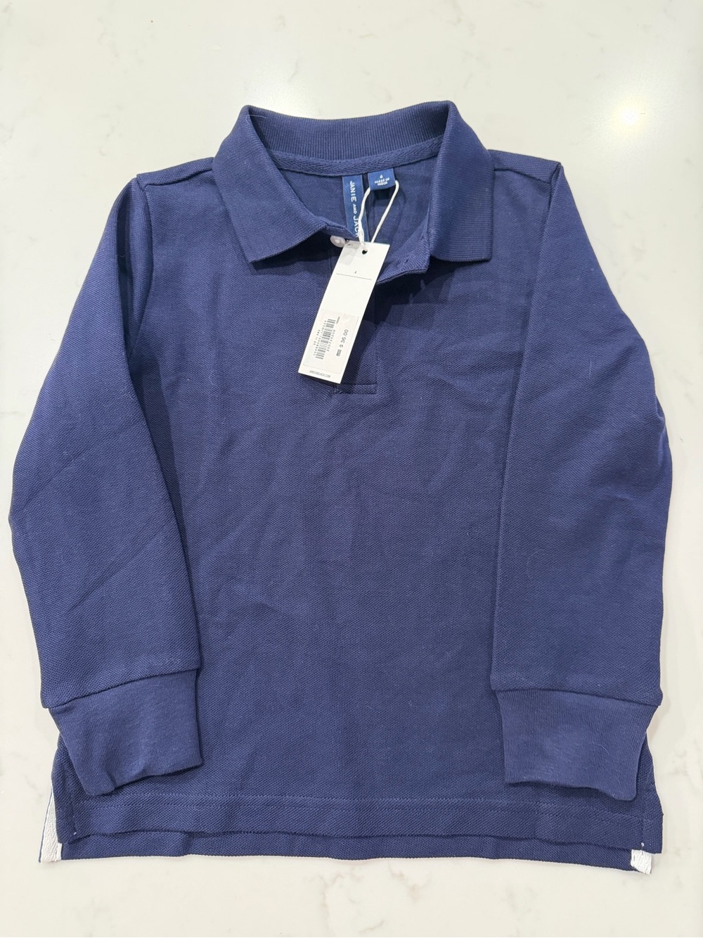 Janie and Jack Long Sleeve Polo - Navy Blue